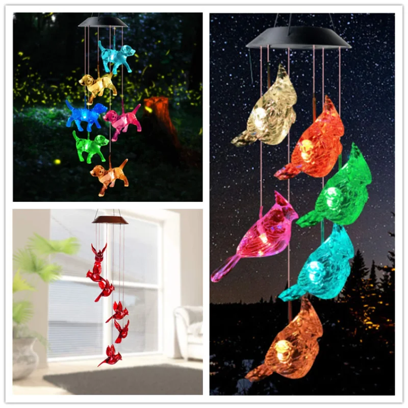 Solar Lights Outdoor New wind chime lamp LED colorful hummingbird  Christmas dec - £222.48 GBP