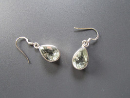 Vintage Pierced Earrings 10 ct Pale Green Amethyst Sterling Silver New C... - $40.48 CAD