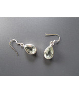Vintage Pierced Earrings 10 ct Pale Green Amethyst Sterling Silver New C... - $40.31 CAD