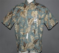 VTG? Pierre Cardin Sage Tropical Leaves S/S Cotton Button Shirt Men&#39;s XL... - $34.99
