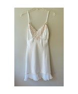 Linea Donatella Sz M Satin Babydoll Shiny Lace Night Gown V Neck Straps - $15.71