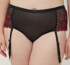 Torrid Heart Embroidered Black Mesh Cheeky Garter Panties Plus Size 3X - £15.59 GBP