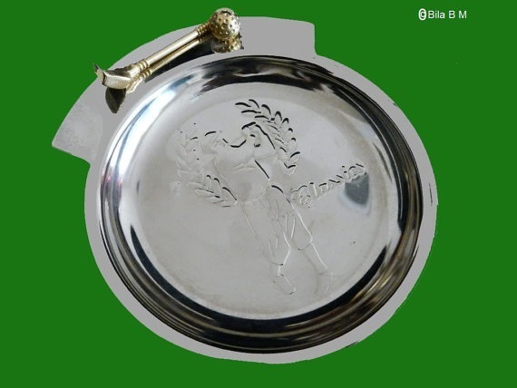 Primary image for GOLF "Classics" Silver tone metal TRINKET TRAY - 4 5/8 inches - FREE SHIPPING