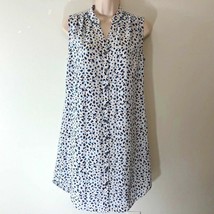 Cabi Womens Sz S Dress Sleeveless White Blue Brown Animal Print Lined - £20.60 GBP