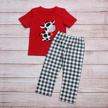 NEW Boutique Boys Farm Cow Short Sleeve Outfit Set - £10.65 GBP