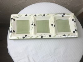 Three Section Serving Dish Server Tray 3 Part Olive Design DII - $15.68