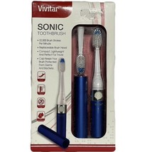 VIVITAR Sonic Toothbrush PT-V1001-BLU Travel AAA Battery 2 Pulsating Brush heads - £10.87 GBP
