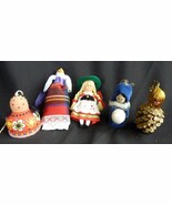Vintage lot of 5 Dolls Doll Christmas Ornaments - $11.42