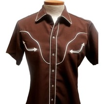 VIntage H Bar C Men&#39;s California Ranchwear Gabardine Snap Front Shirt USA Size L - £91.26 GBP