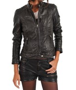 Women&#39;s Genuine Lambskin Real Leather Jacket Slim fit Biker Jacket For W... - $161.21 CAD