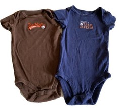 2 Carters Boys Brown Blue Daddy’s Team Captain Short Sleeve One Pieces 9... - $4.41