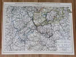 1900 Original Antique Map Of Hesse Westphalia Rhineland Frankfurt Germany - £13.71 GBP