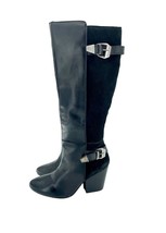 Catherine Malandrino Black Leather Suede Biker Tall Boots SZ 7 New $240 SH35 - $79.20