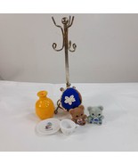 Dollhouse miniatures Precious Moments tea cup plate yellow vase coat rac... - $24.00