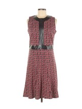 J. McLaughlin Faux Vegan Leather Panel Print Dress Sleeveless Size M - £20.09 GBP