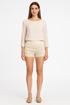 High Waisted Crochet Shorts White Australia Elastic Waistband Blogger St... - €17,11 EUR