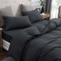 Charcoal Black Luxurious Washed Duvet Cover Queen Cotton Toddler Quilt Cover New - £44.47 GBP+
