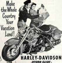 Harley Davidson Hydra Glide Advertisement 1951 Motorcycle Vacation #2 LG... - £31.46 GBP