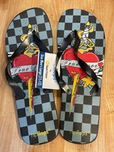 TRUE LOVE Rockabilly Black/Grey Checkered Flip Flops Thongs NEW Men’s Large - $225.35 MXN