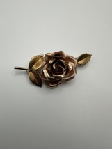 Vintage KREMENTZ Rose Gold Yellow Gold Plated Flower Brooch 5.9cm - £17.22 GBP