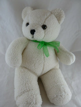 Plush sherpa off white teddy bear 16&quot; Brown eyes Cuddly - $19.79