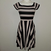 NWT Loft Outlet Petite Dress XXSP Black Tan Pink Stripes Criss Cross Ope... - £15.78 GBP