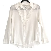Anthropologie Allison New York XS White Rayon Ruffle Long Sleeve Blouse NWT - £25.97 GBP