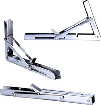 4 PCS Polished Stainless Steel Heavy Duty Folding Shelf Bracket 550lb 12 Inch - £15.68 GBP