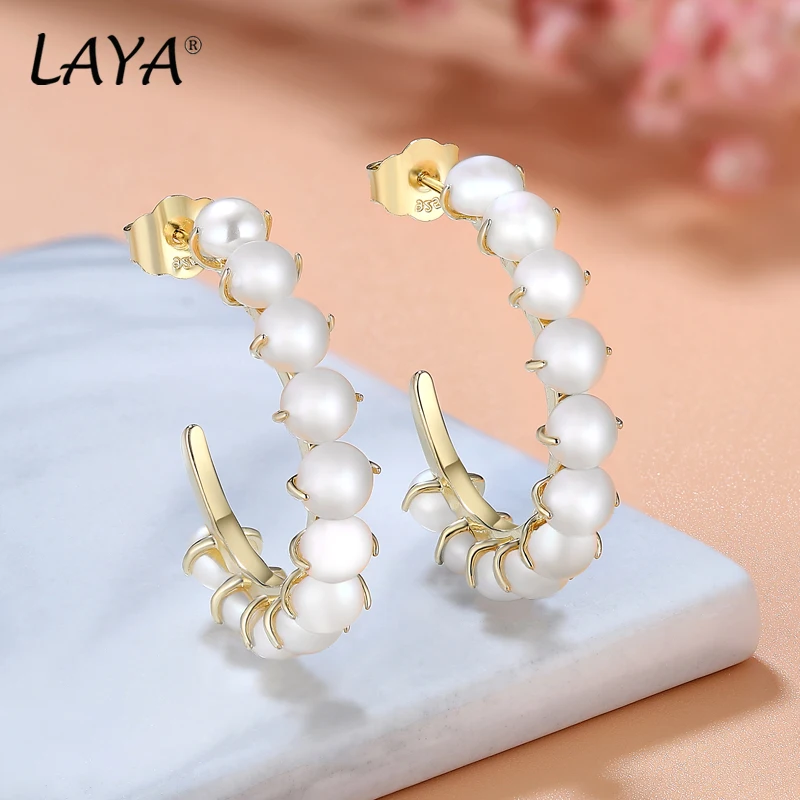 Natural Freshwater Pearl Earrings For Women Pure 925 Sterling Silver Irregular H - £47.31 GBP