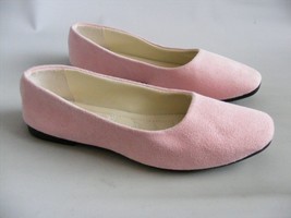 Ballet Pink Ballerina Bridal Flats Slip On Faux Suede Shoes Size 43 US 10 M - £13.39 GBP