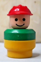 Fisher Price Chunky Little People Construction Worker 1990 Yellow Green Red - $6.76