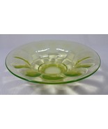Vintage Vaseline Glass Light Green 9 1/2 Inch Paneled Round Footed Bowl - £79.69 GBP
