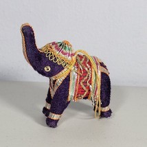 Elephant Ornament Diwali Indian Purple Peruvian Highly Decorated - $8.98