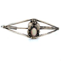 Vintage Sterling Signed 925 JJ Navajo Pink MOP Floral Cuff Bracelet size... - $74.25