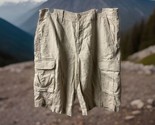 Apt 9 100% Linen Cargo Shorts  Hi Rise Mens Size 34 Khaki  11 inch Inseam - $16.71