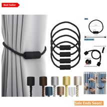 4 Pack Magnetic Rope Curtain Tiebacks for Elegant Modern Window Decor Black - $36.58