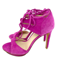 Pelle Moda Lace-Up Platform Dress Sandal Pink Suede Leather SZ 7.5 New - £76.59 GBP