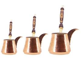 LaModaHome Handmade Turkish Arabic Greek Copper Easy Serving Coffee Pot Cezve Ib - £50.83 GBP