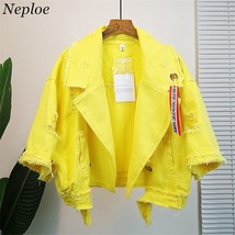 Neploe Pockets Women Denim Jacket Pole Female Loose Coat 2023 Autumn Winter New  - £42.27 GBP