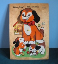 Vtg. Fisher Price Pick Up &#39;N Peek #511 Wood Puzzle Dog &amp; Puppies VG+++-E... - $24.99