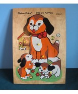 Vtg. Fisher Price Pick Up &#39;N Peek #511 Wood Puzzle Dog &amp; Puppies VG+++-E... - £19.57 GBP