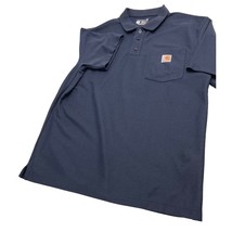 Carhartt Men Polo Shirt Short Sleeve Navy Blue Pocket Loose Fit Medium M - £11.62 GBP