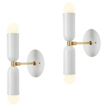 Pair of &#39;Lulu&#39; Sconces in White &amp; Brass by Universaltwilight-07 - $550.00