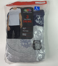 Fruit of the loom NWT 3 Tables men’s large Blue Gray  Crew Neck T-shirts Q4 - £11.04 GBP
