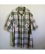 Vintage RocaWear Plaid Shirt Snaps 90s Rap Jay-Z Pockets Y2K Short Sleev... - $47.49