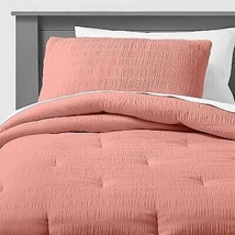 Twin Seersucker Comforter Set Rose Pink - Pillowfort - £19.65 GBP