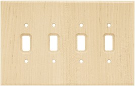 126797 Unfinished Wood Quad Switch Cover Wall Plate - £23.63 GBP