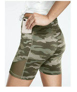 Victoria&#39;s Secret PINK Ultimate Bike Shorts Green Camo Mesh High Waist S... - $25.74