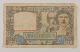 1941 France 20 Francs Note Science Et Travail (Science Et Travail) - $57.70