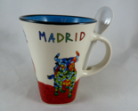 Madrid Spain Coffee Mug Mosaic Look Bull with Spoon 12oz - $14.84